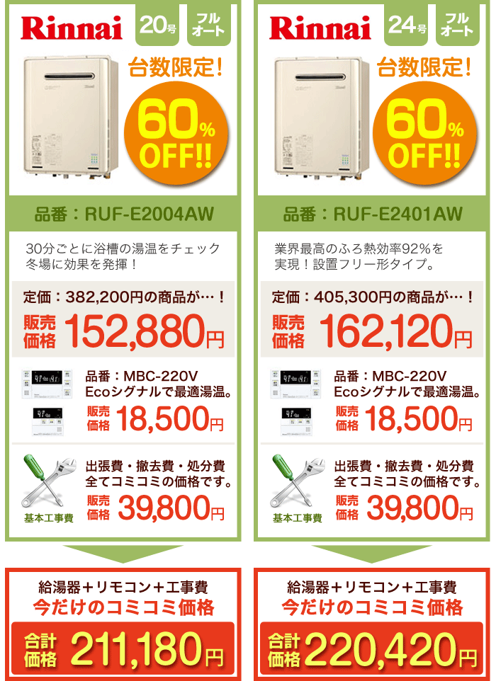 給湯器料金